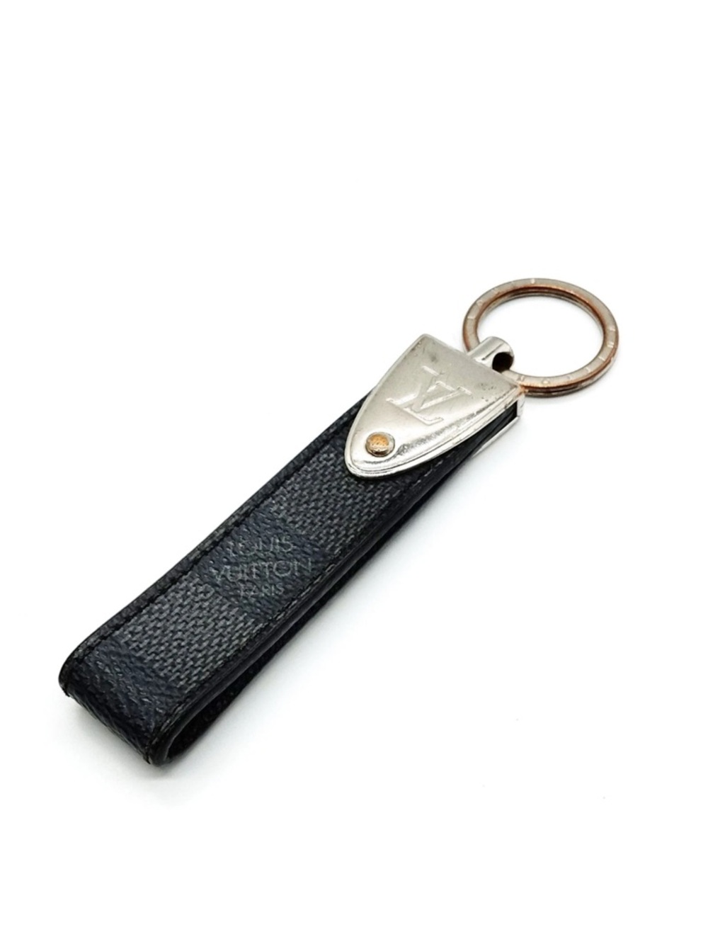 Louis Vuitton Damier Graphite Black Leather & Silver-Tone Keychain